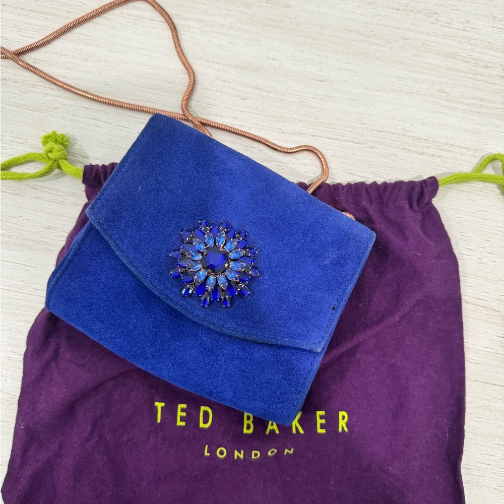 Ted Baker Blue Clutch with Decorative Brooch